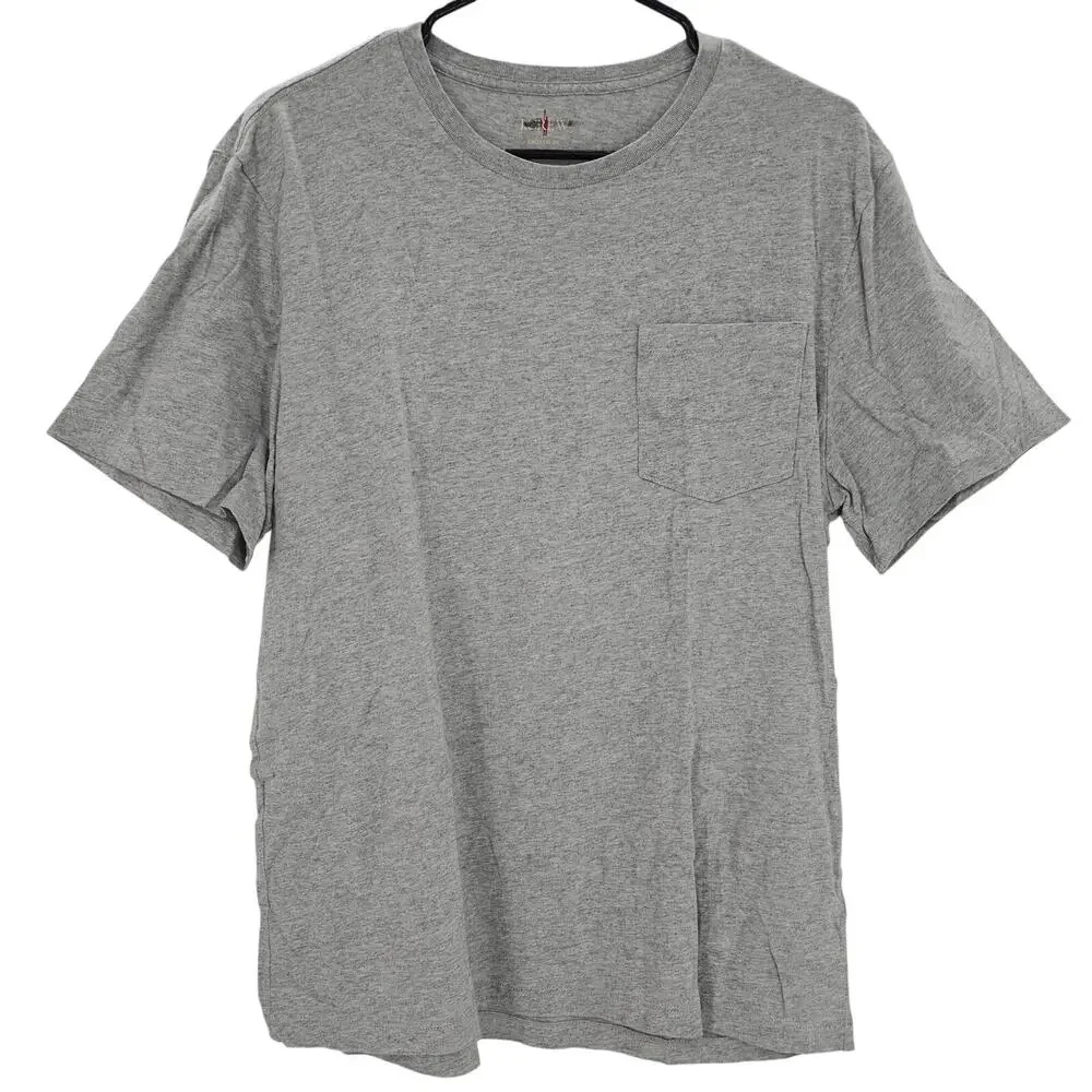 J. Crew Mens size L Broken in Short Sleeve Pkt Crewneck T-Shirt Gray BW044 NEW
